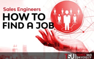 Person holding an image of people networking to finding a job as a technical sales engineer.